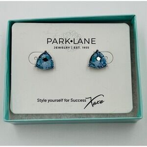 Park Lane Jewelry Impression Earrings Blue Trillion Cut Crystal Studs New in Box